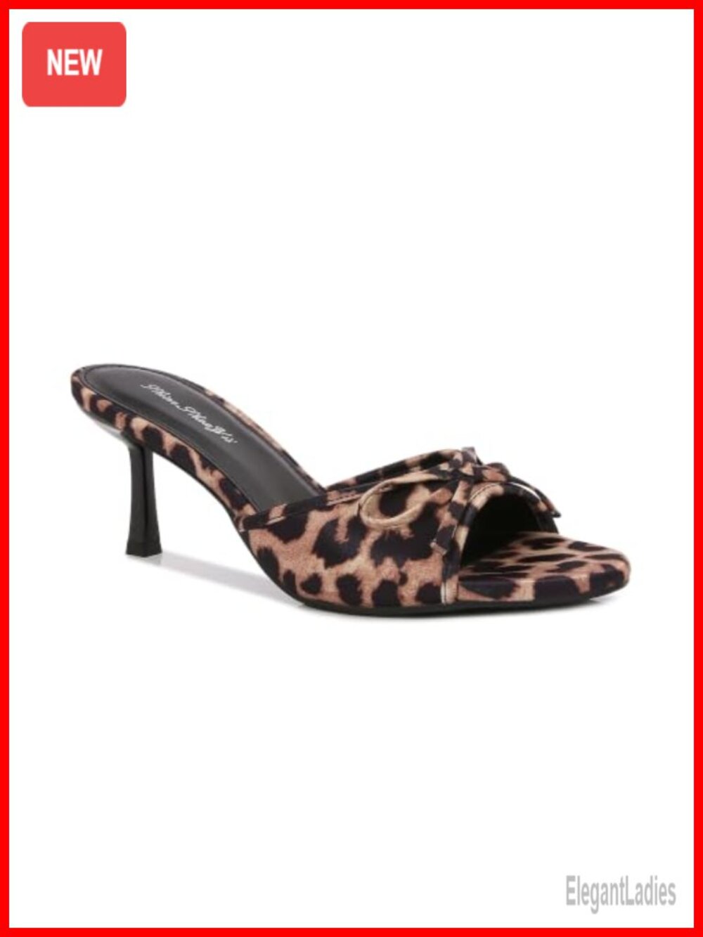 Kitten Heel Sandals Mules Round Toe Bow Slip On Backless Heeled Sandals